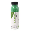 Bottle of green cat litter odor eliminator with black cap on a white background