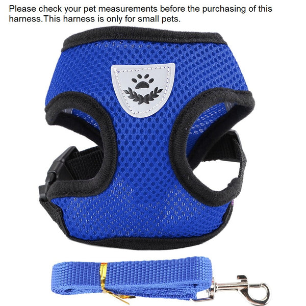 Pet Cat Dog Puppy Breathable Nylon Mesh Harness with Leash Strap