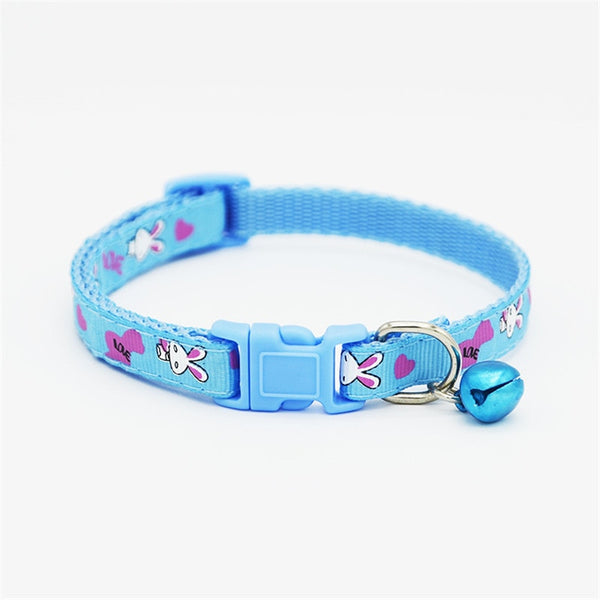 Rabbit Pattern Cat Nylon Regular Neck Collar with Bell Pet Kitten
