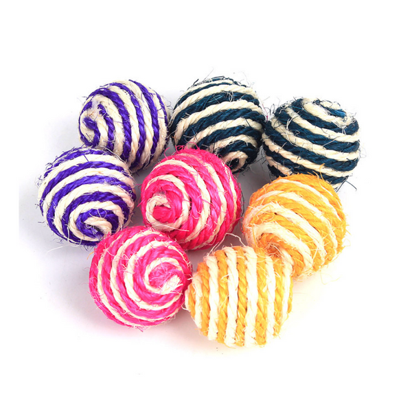 2pcs Pet Cat Kitten Durable Sisal Hemp Rope Ball Toy Scratcher