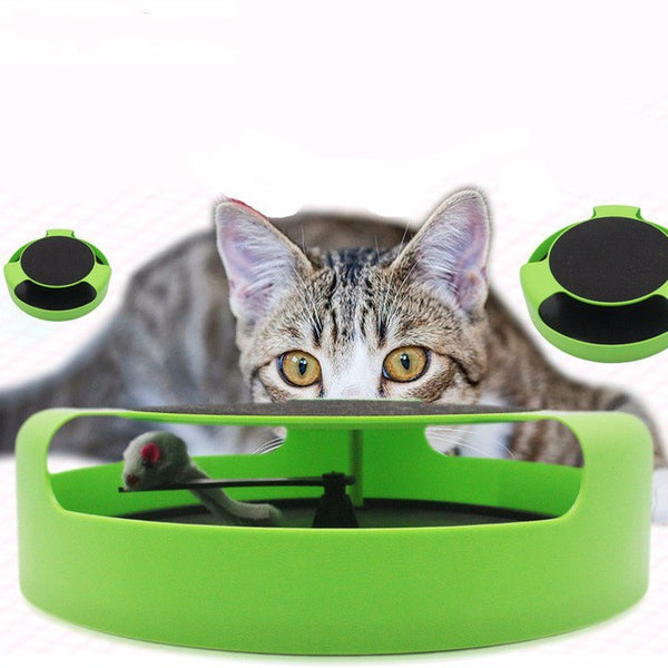 Pet Crazy Training Funny Toy For Cat Mouse Chaser Round Play with Scratch Post