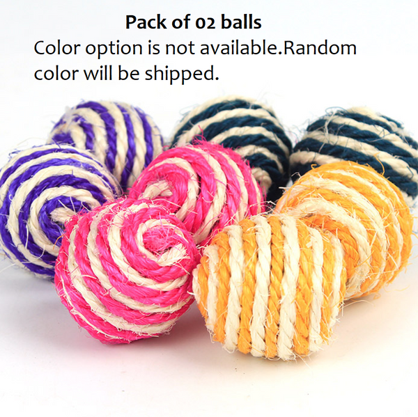 2pcs Pet Cat Kitten Durable Sisal Hemp Rope Ball Toy Scratcher