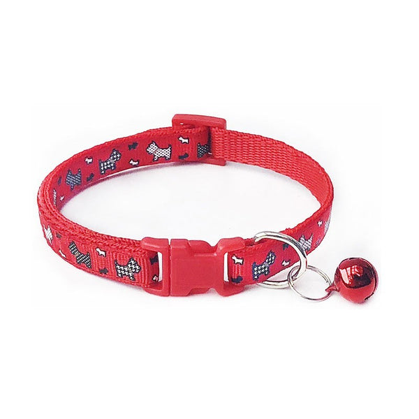 Dog Print Cat Kitten Pet Neck Collar with Cute Bell