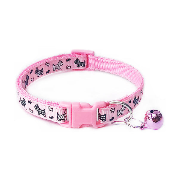 Dog Print Cat Kitten Pet Neck Collar with Cute Bell