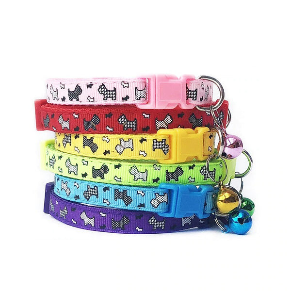 Dog Print Cat Kitten Pet Neck Collar with Cute Bell