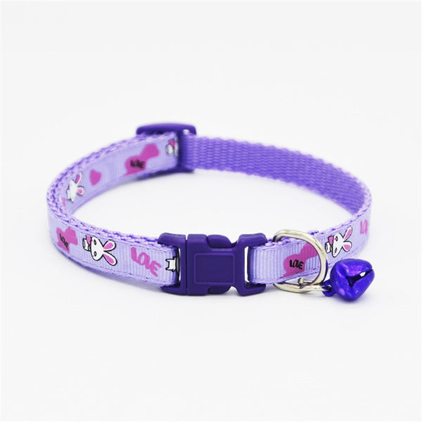 Rabbit Pattern Cat Nylon Regular Neck Collar with Bell Pet Kitten