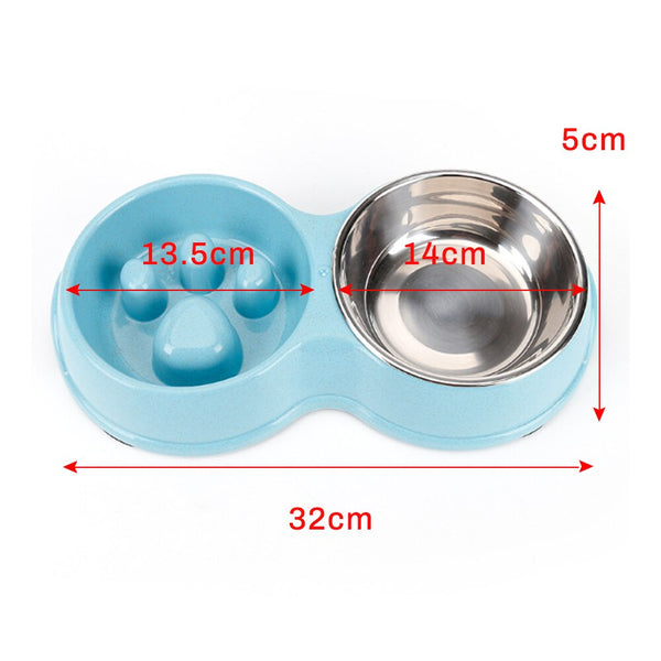 Paw Design Dual Feeding Bowl Stainless Steel And Plastic Material