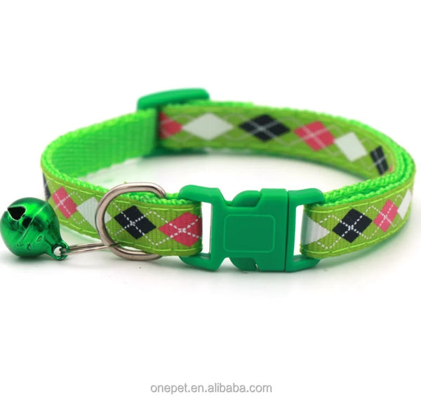 Diamond Pattern Cat Kitten Neck Collar with Bell Lovely Pet