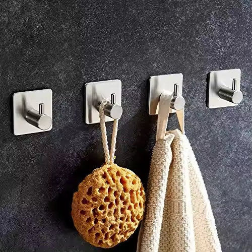 Stainless Steel Self Adhesive Hooks Home Organizers Door Kitchen Tile Bath Keys Holder
