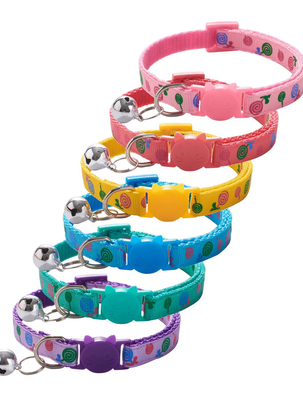 Pet Cat Neck Collar Lollipop Print with Regular Cute Bell