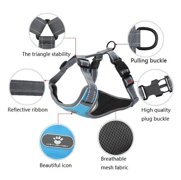 Front Clip Breathable Mesh Lightweight Harness Easy Control Outdoor Walking Vest Retractable