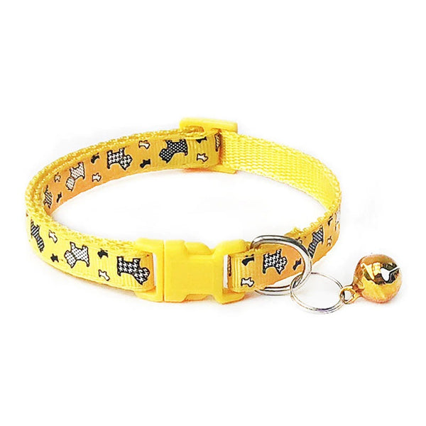 Dog Print Cat Kitten Pet Neck Collar with Cute Bell