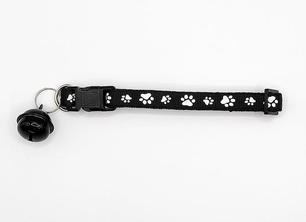 Hand Made Adjustable Pet Cat Kitten Neck Collar With Big Bell Paw Pattern