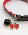 Red Bow Pendant Cat Kitten Neck Collar Black Buckle with Bell