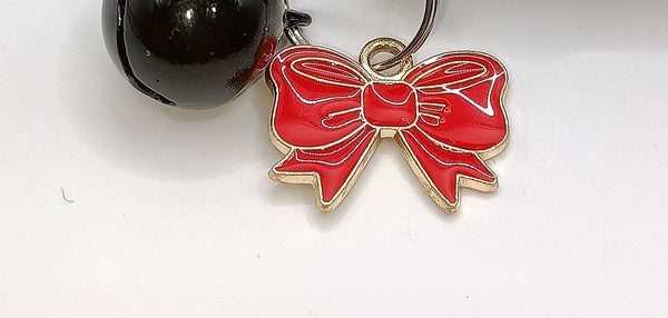 Red Bow Pendant Cat Kitten Neck Collar Black Buckle with Bell