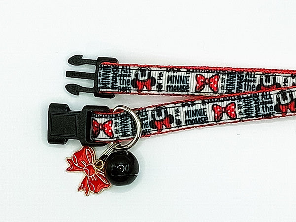 Red Bow Pendant Cat Kitten Neck Collar Black Buckle with Bell