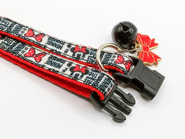 Red Bow Pendant Cat Kitten Neck Collar Black Buckle with Bell