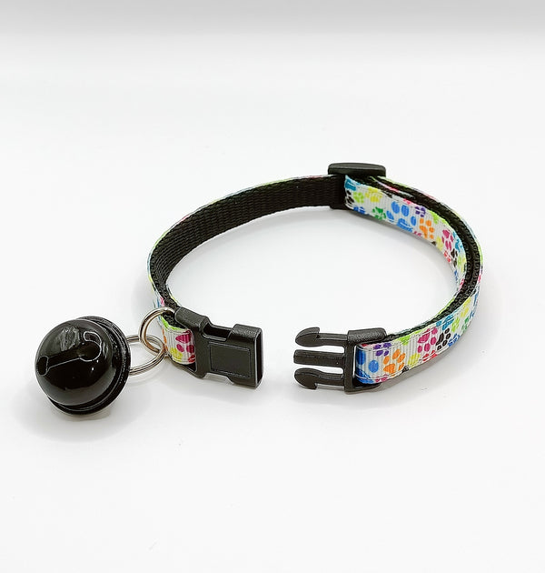 Cat Kitten Paw Pattern Neck Collar with Big Bell Pet Hand Made Adjustable