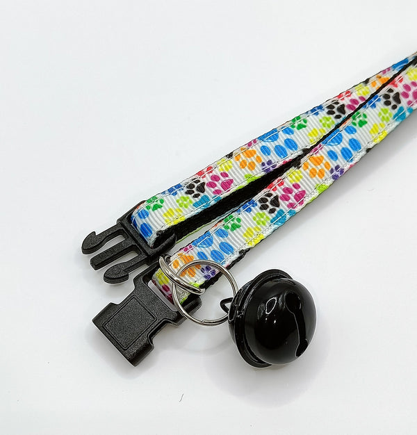 Cat Kitten Paw Pattern Neck Collar with Big Bell Pet Hand Made Adjustable