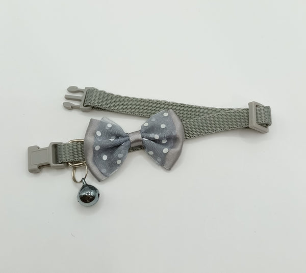 Polka Dots Bow Style Cat Kitten Neck Collar With Bell