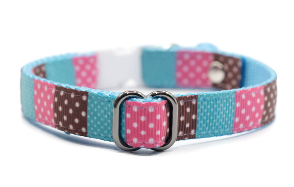Pet Cat Kitten Dots Print Premium Quality Nylon Neck Collar with Double Bell