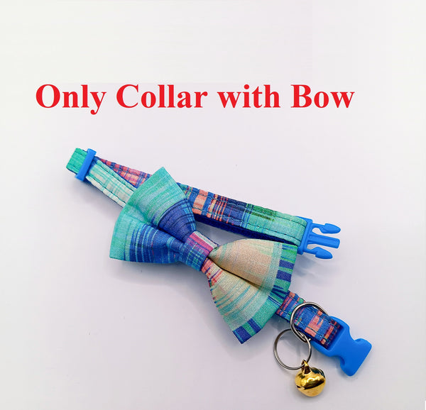 Hand Made Scarf Bow Style Cat Kitten Neck Collar With Golden Bell