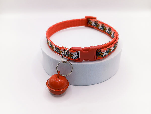 Tom and Jerry Cartoon Pattern Pet Cat Kitten Hand Made Adjustable Neck Collar with Big Bell