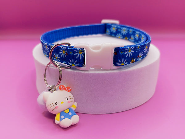 Cat Kitten Adjustable Neck Collar with kitty Pendant White Bell