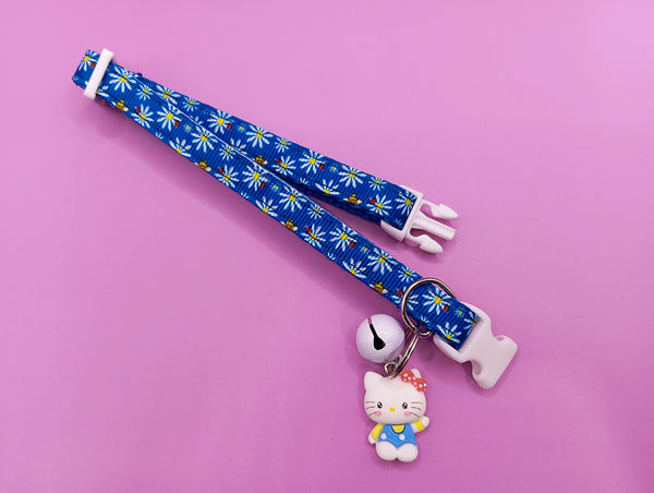 Cat Kitten Adjustable Neck Collar with kitty Pendant White Bell