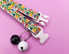 Floral Pattern Pet Cat Neck Collar with Regular Double Bell
