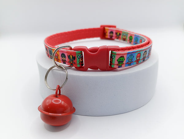 Cartoon face Cat Kitten Neck Collar with Big Bell Pet Hand Made Adjustable