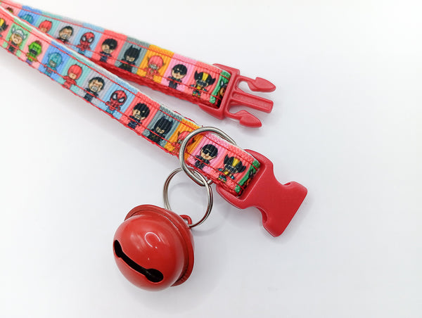 Cartoon face Cat Kitten Neck Collar with Big Bell Pet Hand Made Adjustable