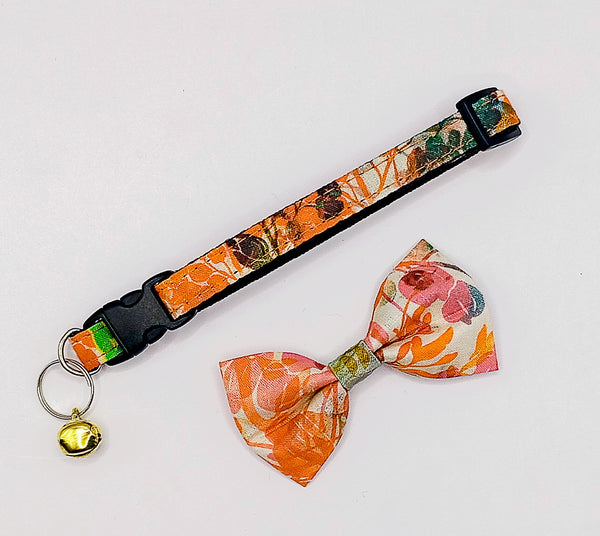 Cat Kitten Nylon Floral Style Hand Made Scarf Bow Neck Collar with Bell