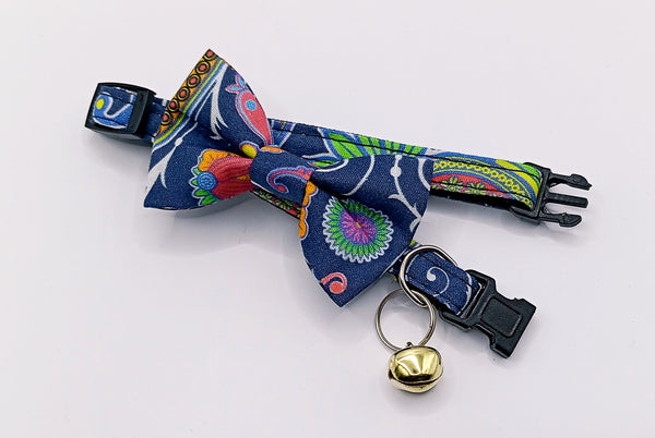 Hand Made Scarf Bow Neck Collar with Bell Cat Kitten Nylon Style