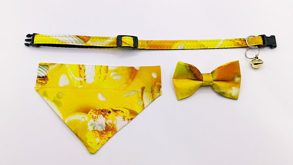 Cat Kitten Neck Collar Hand Made Scarf Bow Style Golden Bell
