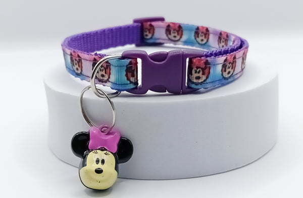 Cat Kitten Adjustable Neck Collar with Mickey Mouse Cartoon Jingle Bell