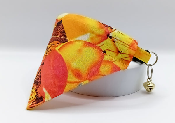 Pet Cat Kitten Hand Made Fabric Scarf Bow Neck Collar Golden Bell