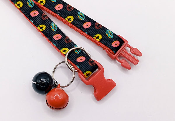Double Regular Bell with Pet Cat Donut Pattern Neck Collar
