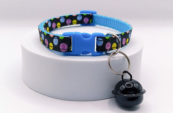 Quick Release Blue Buckle Big Bell Hand Made Cat Kitten Adjustable Neck Collar