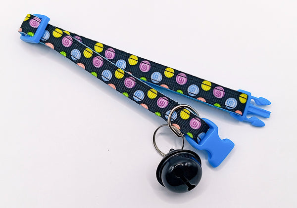 Quick Release Blue Buckle Big Bell Hand Made Cat Kitten Adjustable Neck Collar