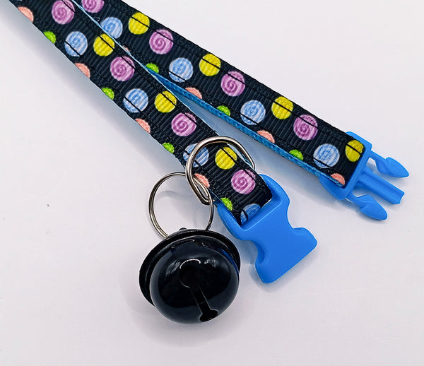 Quick Release Blue Buckle Big Bell Hand Made Cat Kitten Adjustable Neck Collar