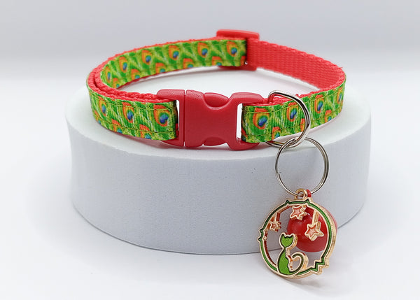 Adjustable Kitten Cat Red Neck Collar with Pendant