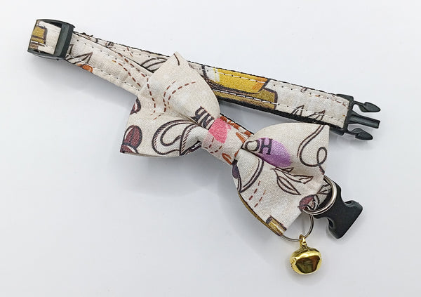 Cat Kitten Hand Made Pet Bow Neck Collar with Fabric Scarf