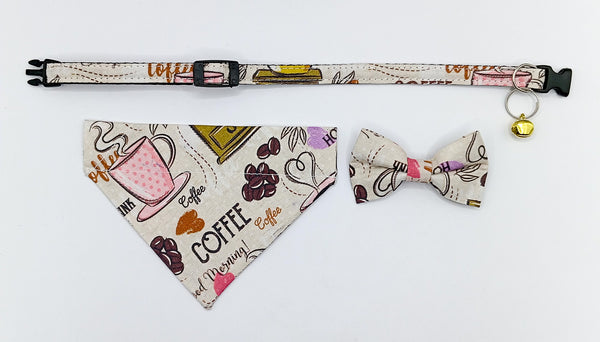 Cat Kitten Hand Made Pet Bow Neck Collar with Fabric Scarf