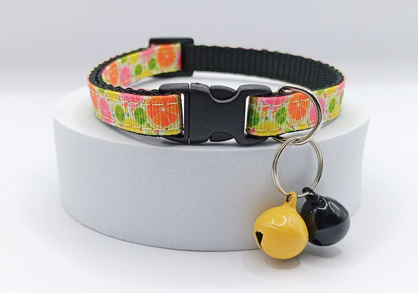 Double Regular Bell with Pet Cat Orange Pattern Neck Collar