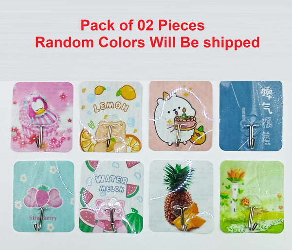 Self Adhesive Hooks Printed Holder Door Kitchen Tile Bath Keys Home Organizers