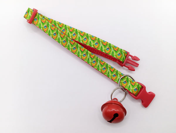 Red Quick Release Buckle and Big Bell Pet Cat Kitten Hand Made Neck Collar