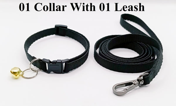 Pet Cat Kitten Leash Adjustable Neck Collar with Golden Bell