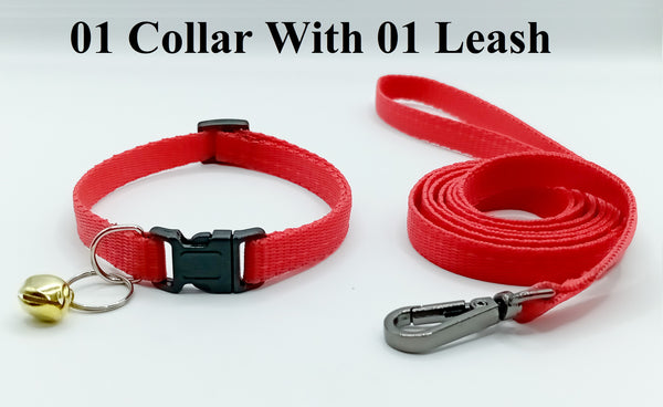 Pet Cat Kitten Leash Adjustable Neck Collar with Golden Bell