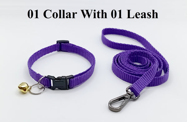 Pet Cat Kitten Leash Adjustable Neck Collar with Golden Bell